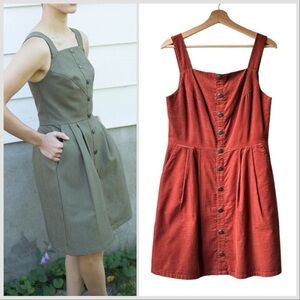 BIRDS OF NORTH AMERICA Corduroy BROLGA DRESS in Rust Orange Red Sz 10